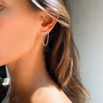 Diamond Bar Loop Earrings