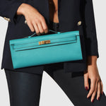 Kelly Cut Clutch in Blue Paon by Hermès - Hermes