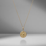 Small Compass Diamond Coin Charm Necklace