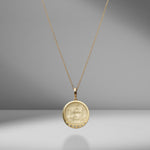 Lion Venetian White Glass Coin Charm Necklace With Scattered Diamonds