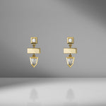 Bullet Gold Bar Diamond Earrings