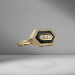 Large East/West Enamel Diamond Ring
