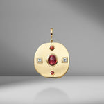 Large Byzantine Rhodolite & Diamond Coin Charm