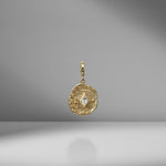 Small Olive Branch & Rose Bud Kite Diamond Coin Charm