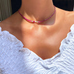 Two-Tone Ruby & Diamond Tennis Necklace