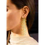 Emerald Fishbone Drop Earrings