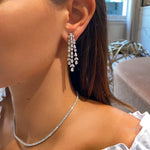 Triple Row Diamond Chandelier Earrings