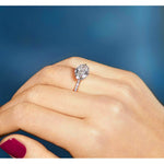 East-West Oval Cut Engagement Ring with Diamond pavé