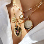 Small Byzantine Moonstone Coin Charm
