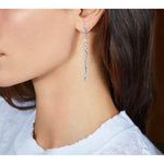 White Gold Long Firework Baguette Earrings
