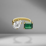 Diamond Pear & Emerald Open Ring