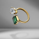 Diamond Pear & Emerald Open Ring