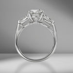 Round Brilliant Cut Engagement Ring with Pear Shape Side Stones