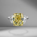 Fancy Yellow Cushion Cut Diamond with Cadillac Side Stones