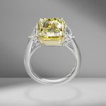 Fancy Yellow Cushion Cut Diamond with Cadillac Side Stones