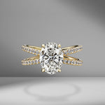 Oval Cut Engagement Ring with Pavé Reverse Split Shank Band