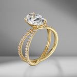 Oval Cut Engagement Ring with Pavé Reverse Split Shank Band