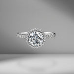 Round Brilliant Cut Engagement Ring with Diamond Pavé Halo