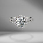 Round Brilliant Cut Engagement Ring with Split Shank Diamond Pavé