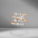 Four Row Pear Shape Diamond Spiral Ring