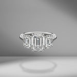 Three Stone Emerald Cut Engagement Ring