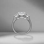 Three Stone Emerald Cut Engagement Ring