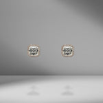 Asscher Cut Diamond Studs with Mirco Pavé Halo