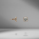 Asscher Cut Diamond Studs with Mirco Pavé Halo
