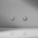 Rose Gold Cushion Cut Diamond Studs
