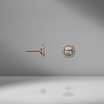 Rose Gold Cushion Cut Diamond Studs