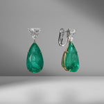 Colombian Emerald Pear Shape Drop Earrings