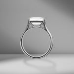 East-West Emerald Cut Engagement Ring with Split Shank