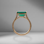 Emerald East-West Ring with Diamond Pavé Detail