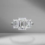 Three Stone Emerald Cut Engagement Ring