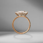 East-West Oval Cut Engagement Ring with Diamond pavé