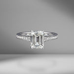 Emerald Cut Engagement Ring with Bright Cut Pavé