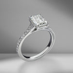 Emerald Cut Engagement Ring with Bright Cut Pavé