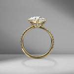 Compass Set Oval Cut Engagement Ring with Diamond Pavé