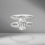 Oval Cut Engagement Ring with Double Diamond Pavé