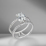 Oval Cut Engagement Ring with Double Diamond Pavé
