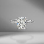 Cushion Cut Engagement Ring with Three Sided Diamond Pavé