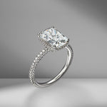 Cushion Cut Engagement Ring with Three Sided Diamond Pavé