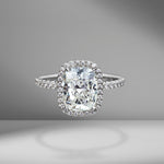 Cushion Cut Engagement Ring with Pavé Halo
