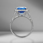 Cushion Cut Sapphire Ring with Diamond Pavé