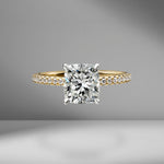 Cushion Cut Engagement Ring with Diamond Pavé