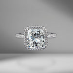 Cushion Cut Engagement Ring with Pavé Halo