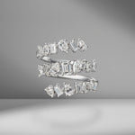 Emerald & Pear Shape Diamond Spiral Ring