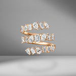 Emerald & Pear Shape Diamond Spiral Ring