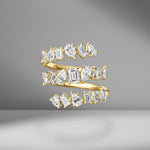 Emerald & Pear Shape Diamond Spiral Ring