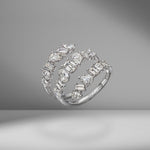 Emerald & Pear Shape Diamond Spiral Ring